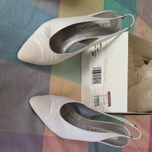 Via Spiga Classic White Slingback Heels